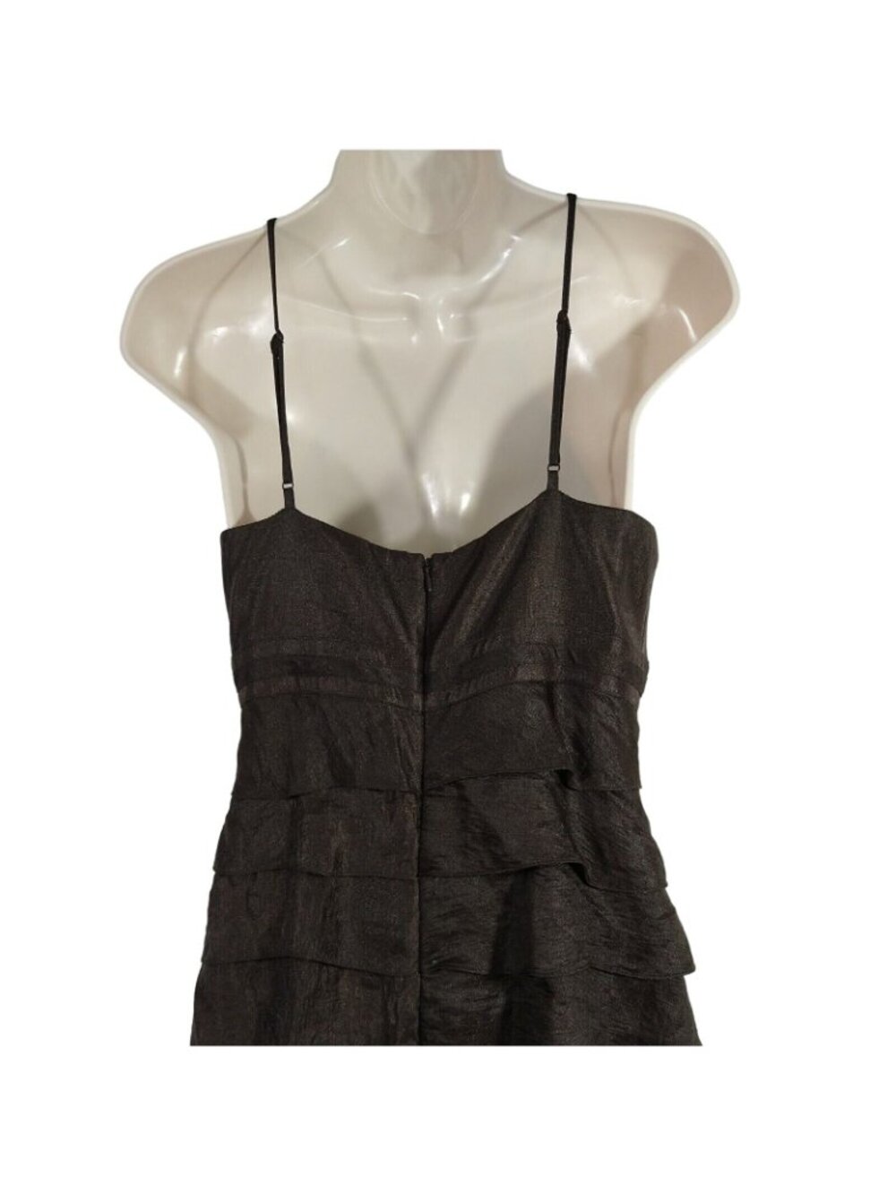 Adrianna Papell Occasion Formal Gown Dress Layered Size 4 Brown Vintage Y2K - Picture 7 of 10